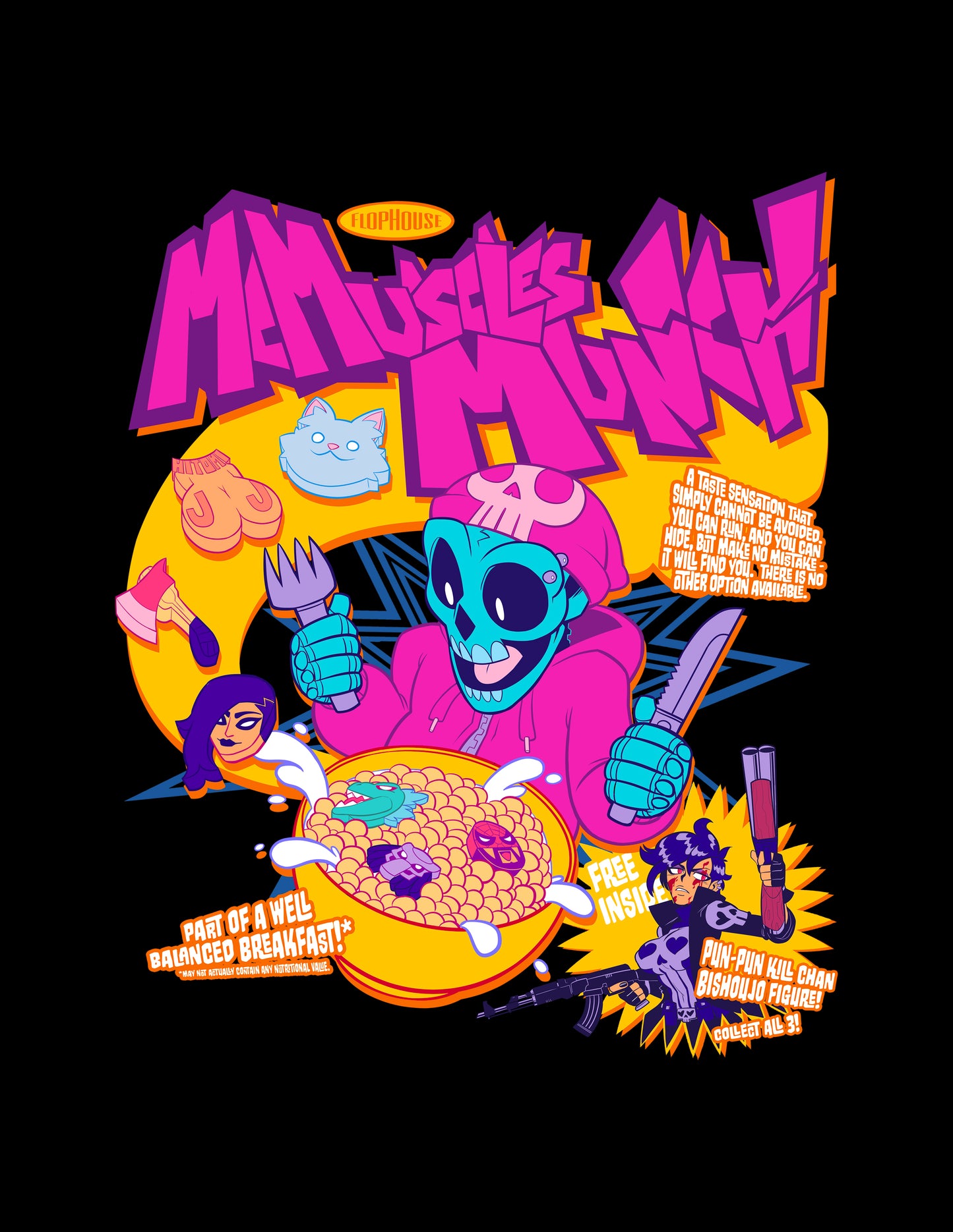 Matt McMuscles MUNCH Cereal Merch BUNDLE (shirt, charm, hat)