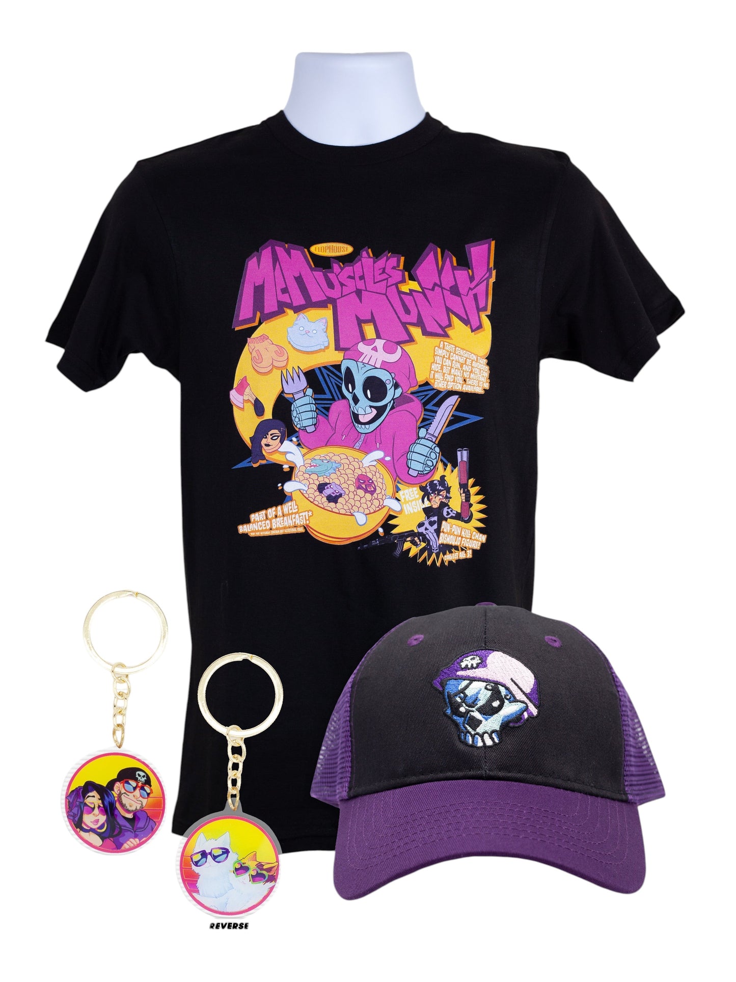 Matt McMuscles MUNCH Cereal Merch BUNDLE (shirt, charm, hat)